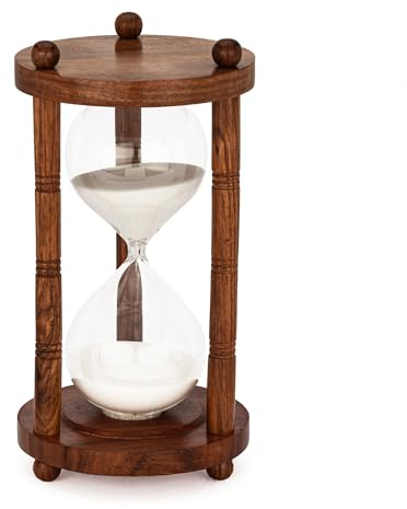 NKlaus 14996 Sablier nautique 60 min 3 colonnes en bois 24,5 x 12,5 cm