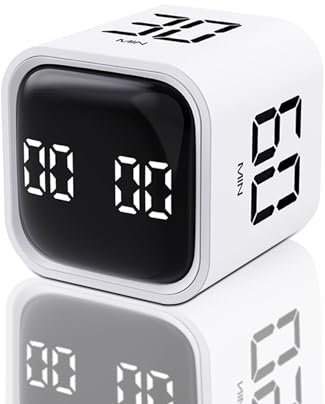 VEWINGL Cube Produktivitäts-Timer, 5/10/30/60 Min. Voreinstellungen + benutzerdefinierter Countdown, geräuscharm/vibrieren/Sound-Alarm, Pause & Fortsetzung, Schreibtisch-Timer für Arbeit, Studium