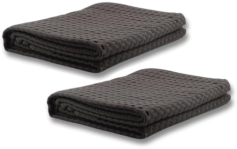 AGA.PIE 2er Set Bambus Lyocell Badetücher - Dunkelgrau, 70x140 cm, Bio Oeko-Tex 100, mit Bio Baumwolle, Nachhaltig, Waffelpique - Handtücher, Badehandtücher, Duschhandtücher, Duschtuch - 2 Stück