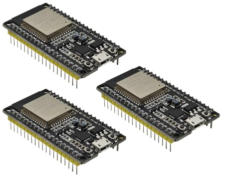 ESP32 NodeMCU Module 38 Pin, 3 Stück ESP-Wroom-32 Development Board Kit 2.4 Ghz WiFi + Bluetooth 4.2 Dual Core Microcontroller Micro USB Interface CP-2102 Chip für Arduino IDE