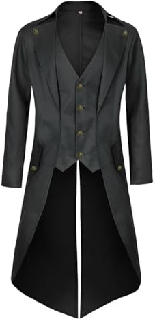MOFOVELY Mens Pirate Coat Steampunk Jacket Tailcoat Renaissance Jacket Halloween Hatter Costume