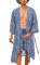 COOFANDY Leichter 2-teiliger Herren-Kimono-Bademantel mit Shorts, japanische 3/4-Ärmel, lässig, vorne offen, lange Strickjacke mit Gürtel, Marineblau (kariert), Large