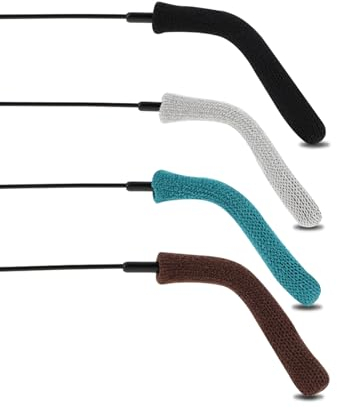 YUXIANLB 4 Pairs Glasses Ear Cushion, Soft Knitting Cotton Fabric Eyeglasses Temple Tips Sleeve Retainer, Glasses Ear Grips Non Slip, Eyeglass Ear Pads Stop Glasses from Sliding (4 Colors)