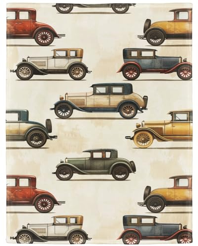 YISUMEI Kuscheldecke Weiche Warme Flauschige Fleece Decke, Oldtimer Classic Cars, 100 x 150 cm