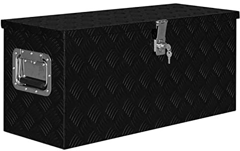 Kavolet Aluminiumkiste Aufbewahrungsbox Werkzeugbox Transportbox Staukasten Alubox Alukoffer Lagerbox Aufbewahrungskoffer 80x30x35 cm Schwarz