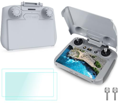 FPVtosky 2-in-1 Mini 4 Pro RC 2 Sonnenhaube Schutzhülle + 2 Displayschutzfolien, passend für DJI Mini 4 Pro/Air 3 RC2 Fernbedienung, DJI RC 2 Zubehör