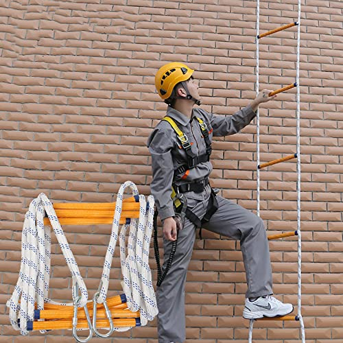 Feuerleiter für 2-4-stöckige Gebäude – tragbare schwer entflammbare Nylon-weiche Leiter für Indoor/Outdoor-Spielset, Baumhaus, Spielplatz – einfach zu verstauende Feuerleiter