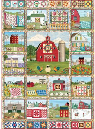 Cobble Hill 1000 Piece Puzzle Quilt Country-Sample Poster Included, Earthy Tones (Greens, Browns, Yellows)