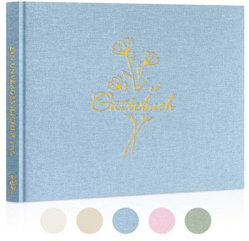 Lanpn Gästebuch Hochzeit, Gästebuch Geburtstag Hochzeitsalbum Hochzeitsgästebuch Blanko, Hochzeitsbuch Gästebücher, Leinen Gästebuch für Jubiläen Geburtstage Babyparty Taufe (108 Seiten, Blau)