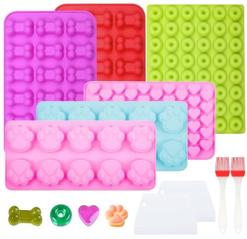 NVGVUP 10 Stück Backmatte Hundekekse, Silikon Backmatte für Hundeleckerlies Set, Backform Hundekekse mit Schaber, Backpinsel, für DIY Hundeleckerlies, Schokolade, Kekse, Süßigkeiten, Gelee, Eiswürfel