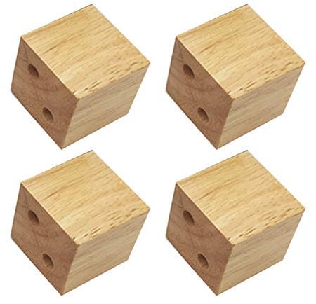 AADDFDD Tischbein Möbelbeine 4 Stück Möbelfüße Holz Tischbeine Massivholz Ersatzmöbelbeine für Sofa Bett Schrank Stuhl Couch Füße Holz Quadratischer Holzblock,Holzfarbe