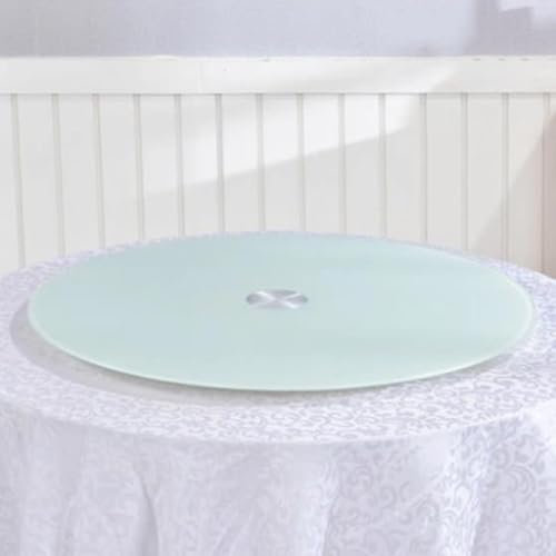 DAQXYH 100cm Grande Vassoio Da Portata Girevole Per Tavolo Da Pranzo, Piatto Girevole Lazy Susan In Vetro Rotondo Centrotavola Piatto Girevole Per La Casa, Liscio Silenzioso Nero/Bianco(White,50cm(20i