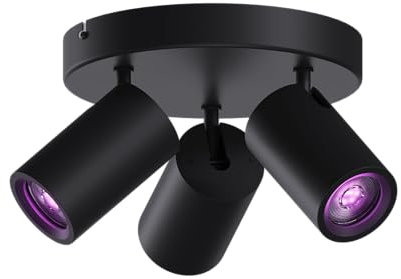 CALEX Smart LED Deckenstrahler, 3-flammig rund, schwenkbar, RGB-Farben & kalt- bis warmweiß Licht, dimmbar, WLAN App- & Sprachsteuerung, Schwarz