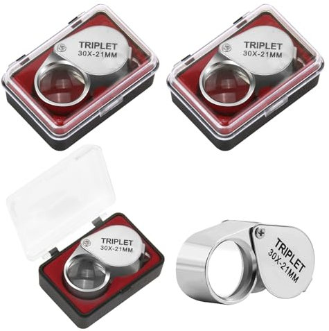 3 PCS Professionelle Juwelierlupe 30x, Faltbare Taschenlupe für Schmuck, Edelsteine, Münzen, Optik, Kompakt und Tragbar, Ideal zum Inspektion von feinen Details