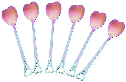 OFFSCH 6 Stück Herzförmige Kaffeelöffel Edelstahl Rührlöffel Für Kaffee Tee Mit Ergonomischem Griff Und Glatter Oberfläche
