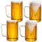 GOMETY Lot de 4 verres à bière de 500 ml avec anse - Chopes à bière durables de 0,5 l - En plastique réutilisables - Pour le bar de la maison