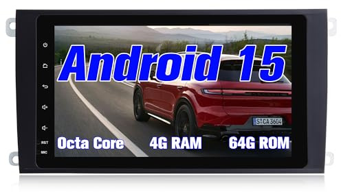 Android 15 Radio de Coche para Porsche Cayenne (2003~2010) Pantalla de Radio estéreo Multimedia Wireless Carplay Android Auto, Bluetooth, GPS, FM, SWC, 4G, WiFi, 8 ' [4 + 64G]