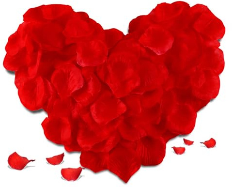 MSLSOZ 3000 pétales de rose artificiels en tissu, pétales de rose pour chambre à coucher, pétales de rose rouges adaptés pour les décorations de mariage, la Saint-Valentin, la décoration de confession