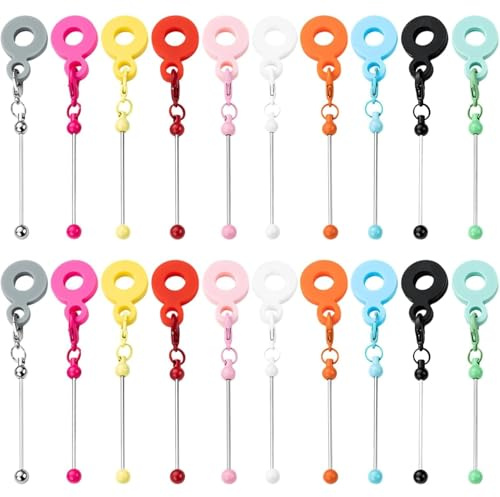 20 Pcs Beadable Straw Charms for Tumblers – Silicone & Metal DIY Tumbler Straw Charm Adapters, Reusable Beadable Cup Accessories for Stanley, Travel Mugs & Water Cups