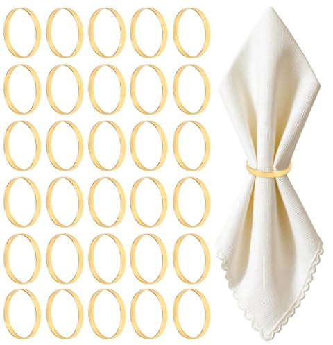 30 Stück Serviettenringe Silber, Servietten Ringe Kreisförmiger Ring-Design, Metall Serviettenschnallen, Elegante Schlichtheit Napkin Rings für Partys, Hochzeiten, Feste, Ostern (Gold)