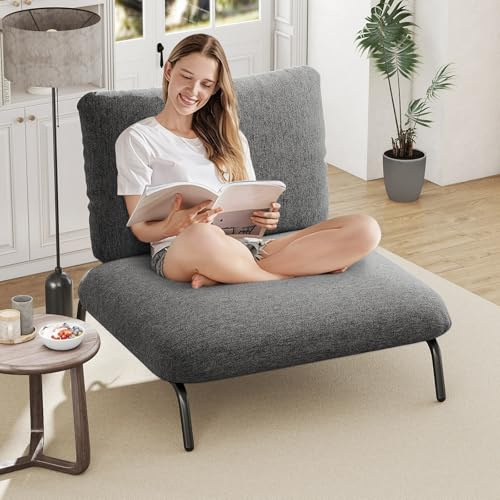 COSTWAY Loungesessel, Polsterstuhl mit extra breitem & tiefem Sitz, Relaxsessel belastbar bis 250 kg, Sessel für Wohnzimmer, Schlafzimmer, Büro, 92 x 97 x 82 cm (Grau)