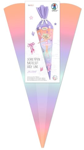 Ursus 1005 00 05 - Schultüten Bastelset Easy Line Ballerina, 6-eckig, Höhe ca. 68 cm, Durchmesser ca. 20 cm, inkl. Bastelanleitung und Vorlagebogen, zum Selbstbasteln, für die Einschulung