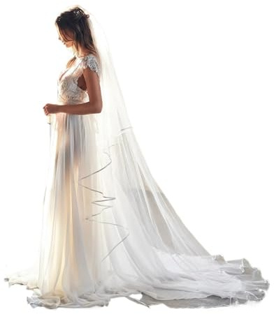 TXLEAPEY Hochzeit Schleier Ribbon Edge Tier Braut Schleier Kathedrale Länge Abdeckung(Ivory,200cm)