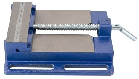 Groß Werkbank Werkstatt Werkstatteinrichtung Drehbank Metall Schraubstock aus Gusseisen, Blau und Silber, 360° Drehbarer Griff, Maximale Öffnung 14,5 cm, für Fräsmaschinen und Bohrmaschinen