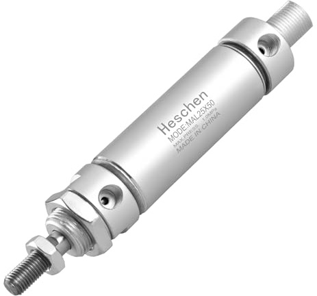 Heschen Pneumatic Slim Cylinder MAL 25-50 PT1/8 Port 25mm Bore 50mm | double acting single rod, m10x1.25 piston thread, 1.0 mpa max pressure, aluminum alloy barrel, compact linear motion