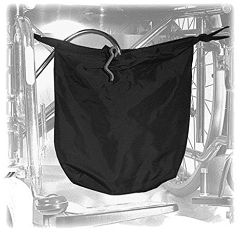 Urinbeuteltasche gross für Rollstuhl, 30 x 30 cm, diskret und blickdicht, schwarzes Nylon, mit Klett