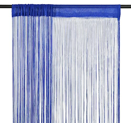 vidaXL 2X Fadenvorhang Vorhang Dekovorhang Raumteiler Türvorhang Fadengardine Gardine Fenstervorhang Fadenvorhänge Vorhänge 140x250cm Blau