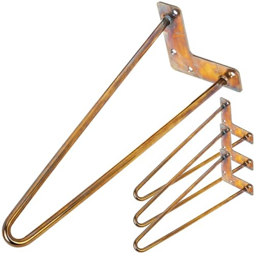 PrimeMatik - Tischbeine für Schreibtische Schränke Möbel aus Stahl 2 Stangen 41 cm Kupfer 4-Pack