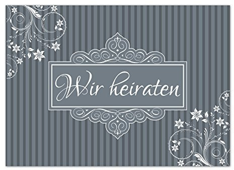 10 x Save the Date Karten mit Umschlag/Wir heiraten - Vintage Streifen/Hochzeit/Liebe/Heirat/Einladung