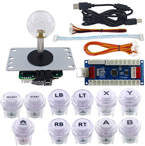SJ@JX Arcade Game Kit DIY Part Zero Delay PS3 USB Encoder Board Push Button Joystick Controller Light for Xbox Style Windows PS3 Retro Pie PC MAME Raspberry Pi NES