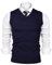 iClosam Gilet Maglione da Uomo Inverno Gilet V-Collo Cotone Casual Pullover Smanicato Maglia Sweater Felpa Men A-Blu Scuro,S