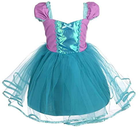 Lito Angels Prinzessin Arielle Meerjungfrau Kleid für Kinder Mädchen, Party Kostüm Verkleidung Geburtstagskleid, Größe 5-6 Jahre 116