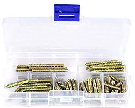 110 pz M4 Vite di centraggio Doppio perno filettato Bullone di legno per mobili connettore gancio 4 * 16/20/25/30/35 / 40mm