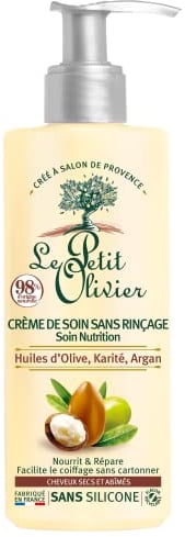 LE PETIT OLIVIER - Crema Cura Nutrizione - Senza risciacquo - Oli D'oliva, Karité & Argan - Districante, nutre e ripara - Capelli secchi e danneggiati - Senza Silicone, Senza Solfato - Made in France