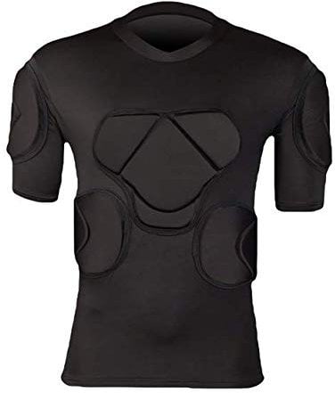 QIKEGooods Men's Short Sleeve Goalkeeper Padded Shirt Football Protective Gear Set Training Suit for Soccer Rugby Basketball Paintball Rib Protector Shirt
