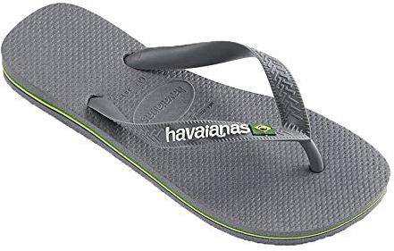 Havaianas - Brasil Logo, Chanclas Icónicas, Cómodas y Duraderas, Tiras con Bandera de Brasil y Suela Antideslizante con Franjas de Colores, Adultos Unisex, Steel Grey/Steel Grey, 12/13C