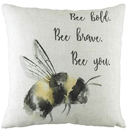 Evans Lichfield Bee You Kissen mit Polyester-Füllung, weiß, 43 x 43 cm
