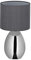 Relaxdays Nachttischlampe Touch dimmbar, moderne Touch-Lampe mit 3 Stufen, E14, Tischlampe mit Kabel, 33,5x18 cm, silber