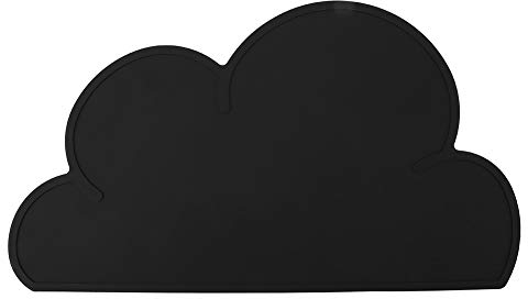 Zerodis Haustier rutschfeste Fütterungsmatte, wolkenförmige Katzen Hunde Silikon-Fütterungsmatte Tischmatte Besteck Stationäres Pad(schwarz)