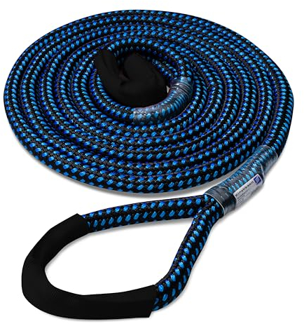 Seilflechter - Kinetisches Bergeseil, 8 Meter für Fahrzeuge bis 3,5 t, Ø 24 mm, 25% Seildehnung, Schwarz/Blau