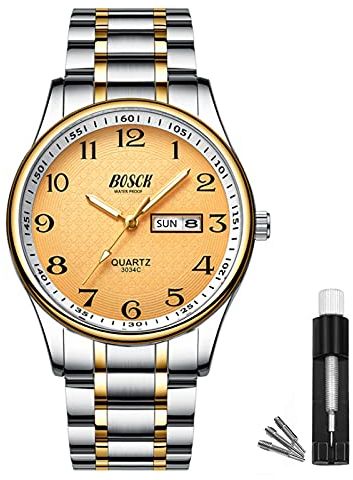 BOSCK Herren Analoguhr, wasserdichte Mode Armbanduhr aus Edelstahl für Herren, Auto Date und Day Watch