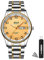 BOSCK Montre Homme, 40 MM Analogique Etanche Affaires Inoxydable Montres Hommes Bracelet Acier, avec Date et Jour Lecture Facile Anti Rayure de Mode Montre pour Homme, Gold-Gold