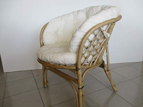 fantasie d oriente Cuscino in Cotone per Poltrona Vimini Rattan Ricambio | Solo Cuscino, Senza Poltrona, Verificare le Misure, Per Questo Modello o Similari
