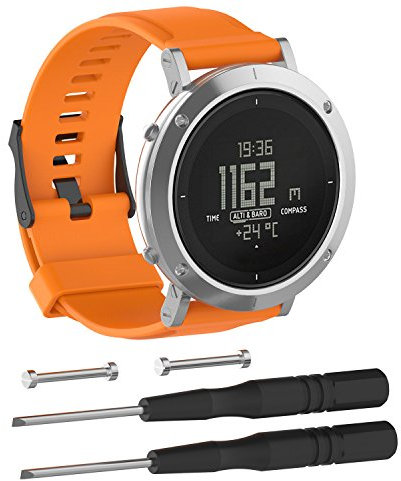 BoLuo Armband Kompatibel mit Suunto Core,Silikon Ersatzband Watch Armband Verstellbares Weiches Silikonband Strap,Uhrenarmband Armbänder Sports Wrist Strap für Suunto Core Watch Accessories (Orange)