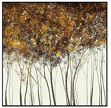 XIAONI Handgemalte Acrylbilder Abstrakt,Moderne Abstrakte Braune Blätter Wald Extra Große Wandkunst Rahmenlos Coole Gemälde Kunstwerk Strukturiert Für Wohnzimmer Schlafzimmer Wohnaccessoires,40X40