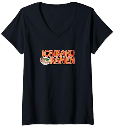 Femme Naruto Shippuden Ichiraku Bol Ramen avec Logo Anime T-Shirt avec Col en V